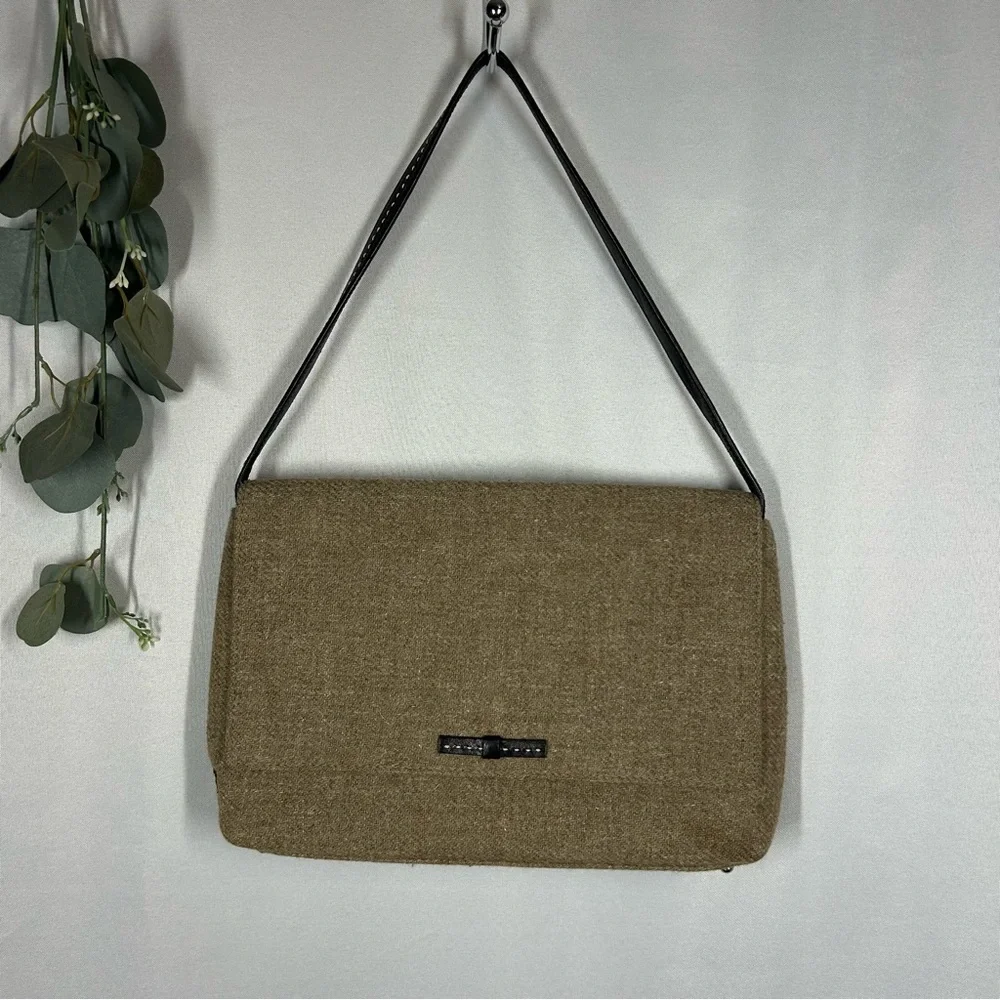 Kate Spade | Tweed Wool Shoulder Bag Purse Brown Handbag